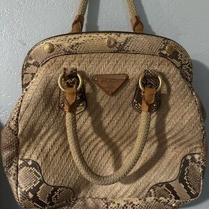 Prada snakeskin Beige and gold Shoulder Bag